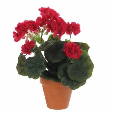 Hobby geranium kunstplant donker roze campana terra pot h d