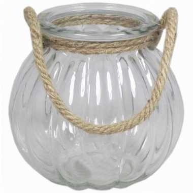 Hobby glazen ronde windlicht liter touw hengsel/handvat , ,