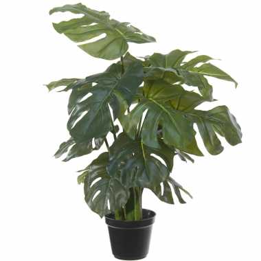 Hobby groene europalm split philo kunstplant zwarte kunststof pot