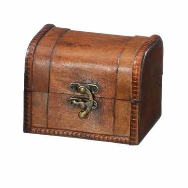 Hobby houten opbergkistje donkerbruin