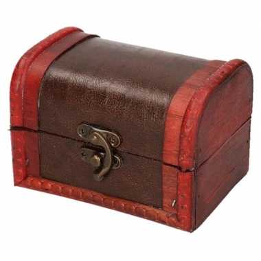 Hobby houten opbergkistje roodbruin