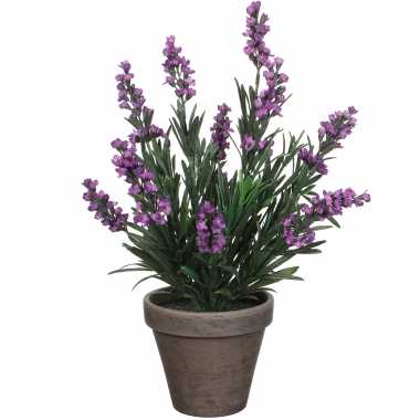 Hobby lavendel kunstplant/kamerplant paars grijze sierpot h d