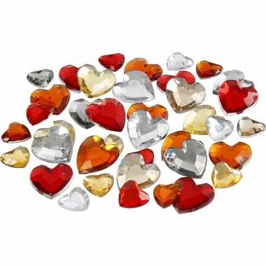 Hobby valentijn zakje hartjes strass steentjes rood mix totaal stuks
