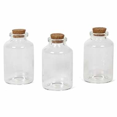Hobby x kleine transparante glazen flesjes kurken dop ml