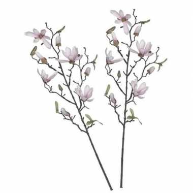 Hobby x licht roze magnolia/beverboom kunsttakken kunstplanten