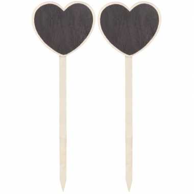 Hobby x plantenstekers krijtbord/schoolbord hart stokje