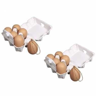 Hobby x stuks plastic bruine paas eieren hangers