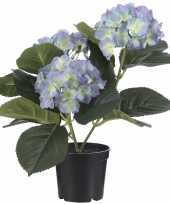 Hobby creme blauwe hydrangea hortensia kunstplant pot