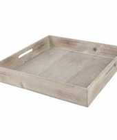 Hobby dienblad plateau tray bruin hout vierkant handvat