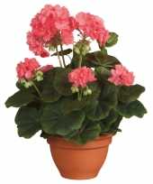 Hobby geranium kunstplant zalm roze campana terra pot h d
