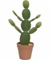 Hobby groene opuntia schijfcactus kunstplant bruine pot 10157321