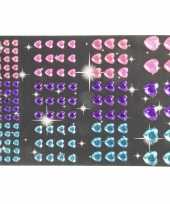 Hobby hartjes diamant strass stickertjes roze paars blauw stuk