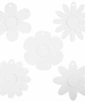Hobby kartonnen decoratie bloemen wit