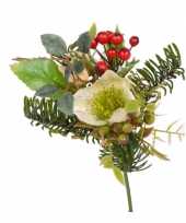 Hobby kerststuk steek boeket wit