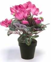 Hobby kunstplant cyclaam roze zwarte pot