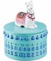 Hobby sieradendoosje witte lama alpaca rond