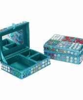 Hobby sieradenkistje juwelendoosje blauw glitters