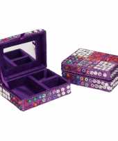 Hobby sieradenkistje juwelendoosje paars glitters