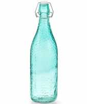 Hobby x glazen flessen aqua blauw beugeldop ml