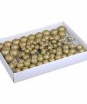 Hobby x gouden glitter mini kerstballen stekers kunststof 10186761