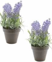 Hobby x groen paarse lavendula lavendel kunstplanten zwarte pot