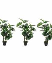 Hobby x groene monstera gatenplant kunstplant zwarte pot 10160099