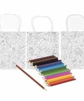 Hobby x knutsel papieren tasjes om te kleuren incl potloden