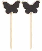 Hobby x plantenstekers krijtbord schoolbord vlinder stokje