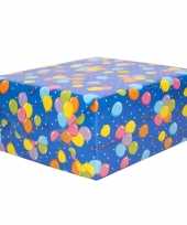 Hobby x rollen inpakpapier cadeaupapier blauw gekleurde ballonnen design 10249155