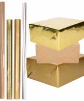 Hobby x rollen kraft inpakpapier goud transparant pakket goud cellofaan bruin c