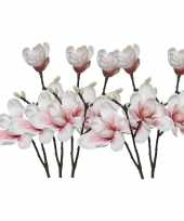 Hobby x witte roze magnolia beverboom kunsttakken kunstplanten 10163286