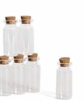 X kleine transparante glazen hobby flesjes kurken dop ml